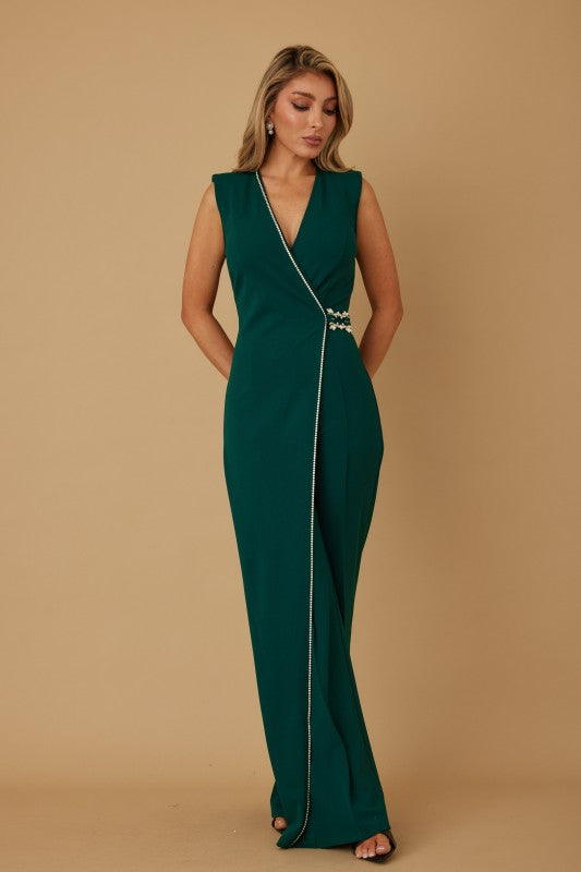 Stone Buckle Detailed Jumpsuit