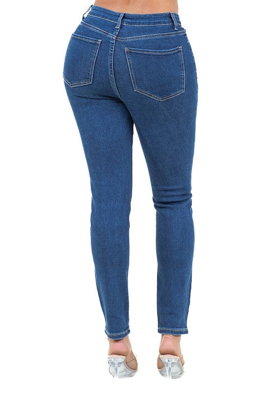 Heart cutout Rhinestone Skinny Jeans