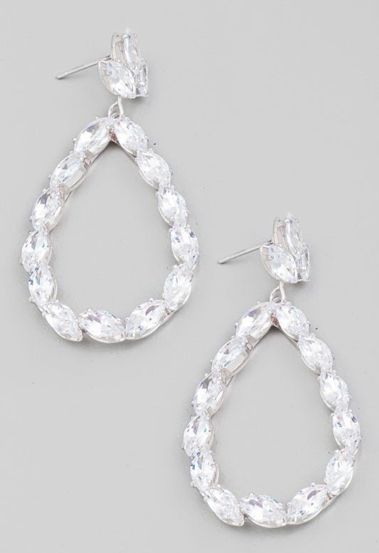 Teardrop Rhinestone Cutout Earrings