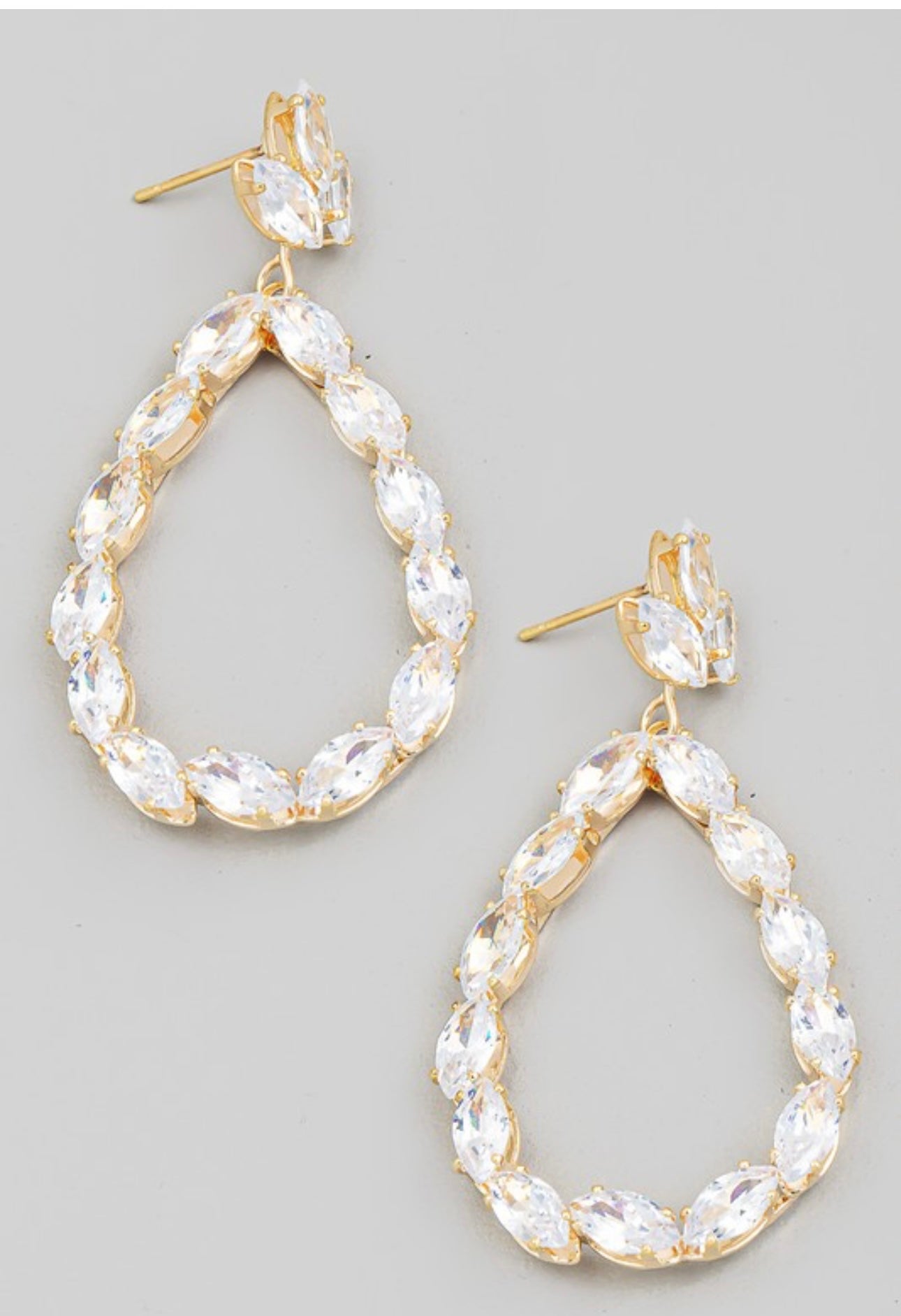 Teardrop Rhinestone Cutout Earrings