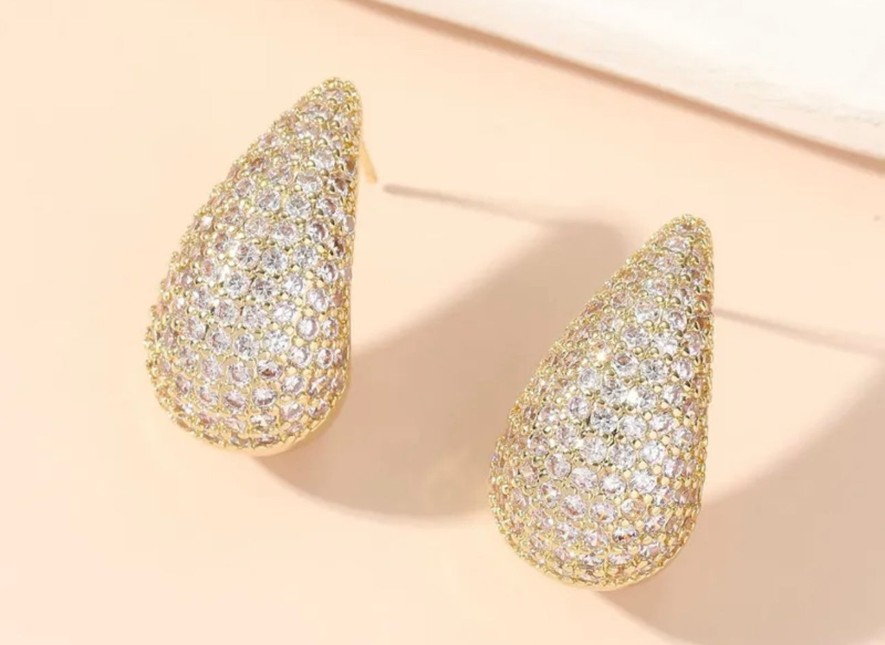 Paved Teardrop Stud Earrings