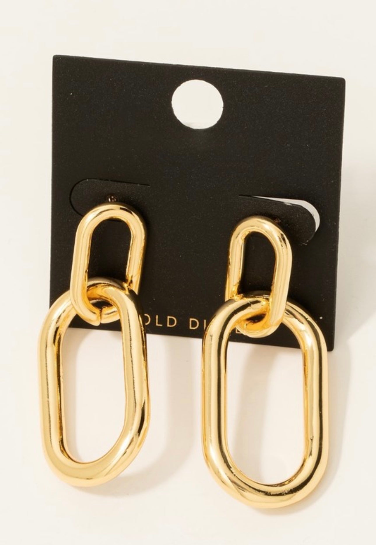 Gold Dipped Double Oval Link Dangle Earrings