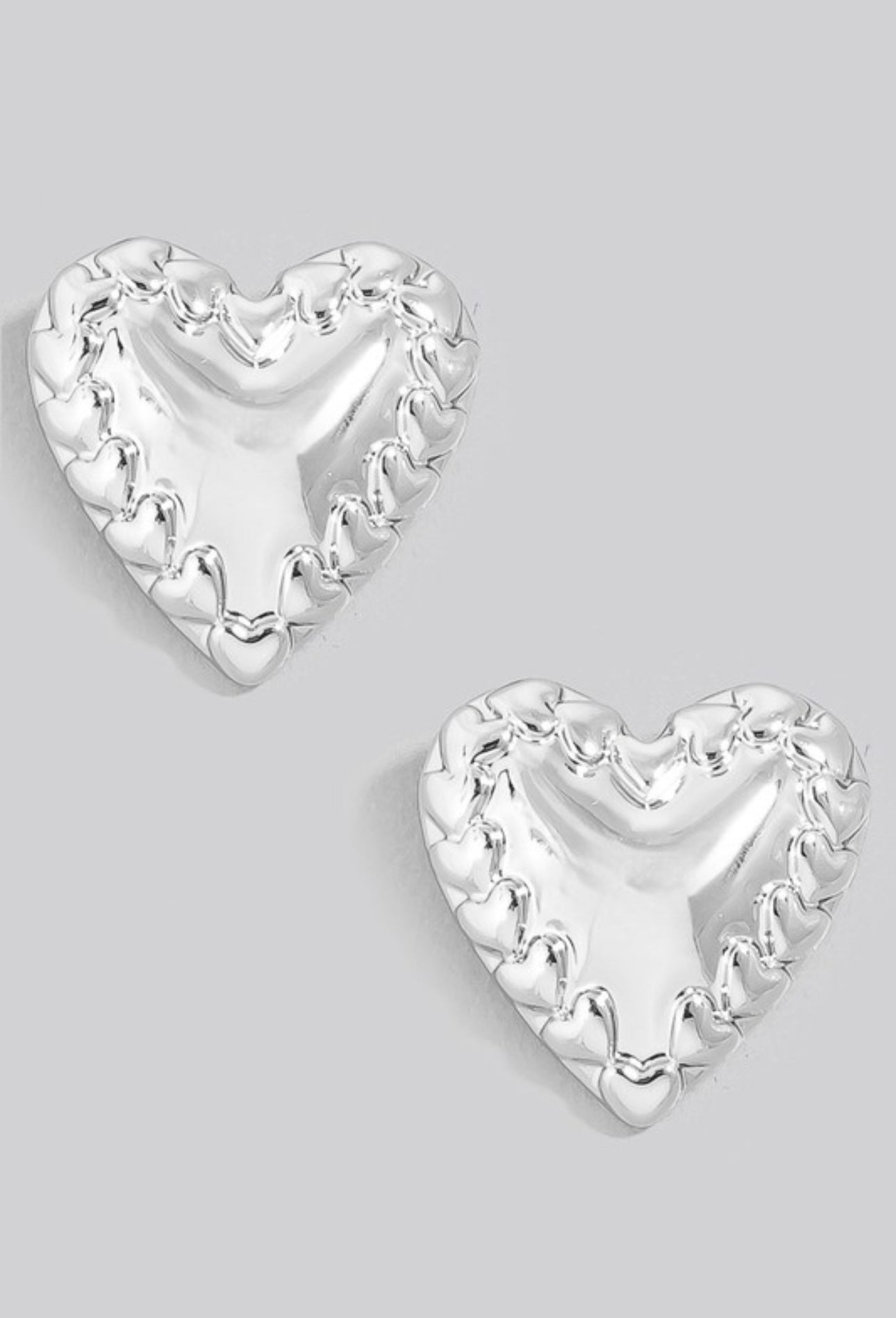 Intricate Heart Shield Stud Earrings