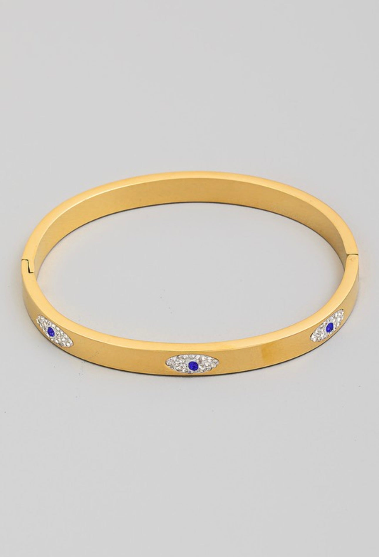 Gold Pave Evil Eye Bangle Bracelet