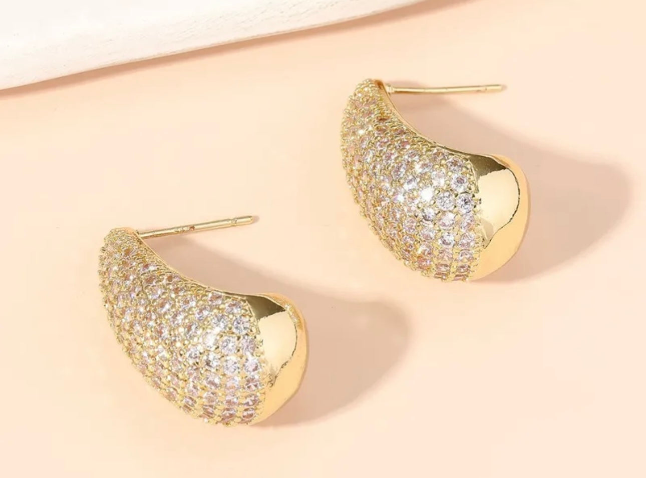 Paved Teardrop Stud Earrings