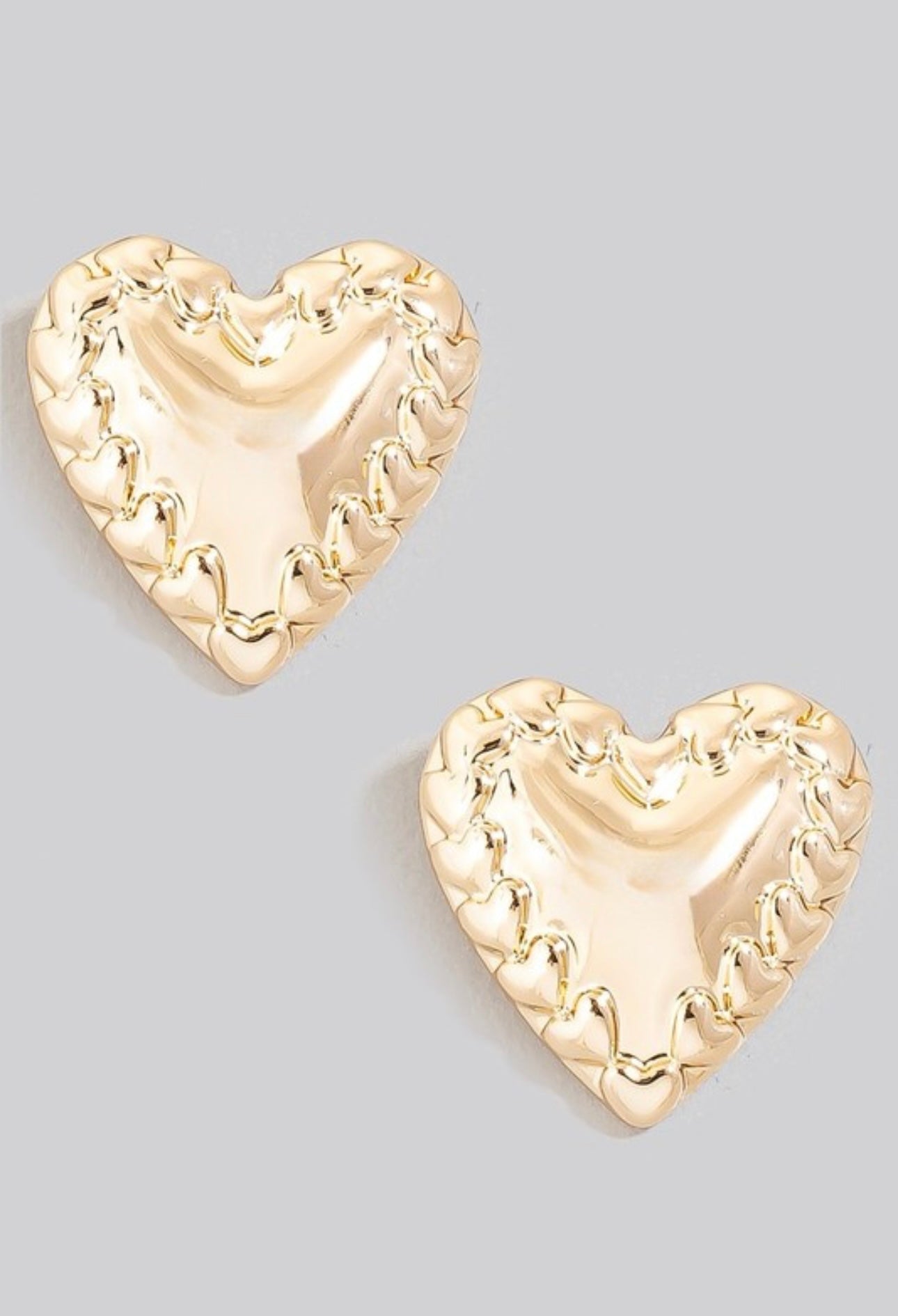 Intricate Heart Shield Stud Earrings