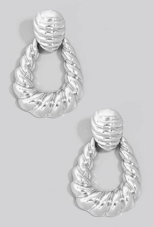 Twisted Oval Door Knocker Earrings