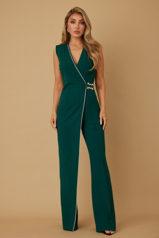 Stone Buckle Detailed Jumpsuit