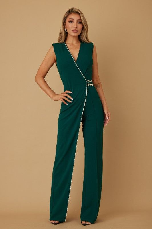 Stone Buckle Detailed Jumpsuit